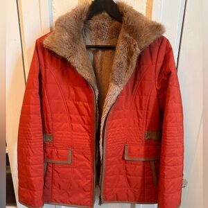 ZiZon Rabbit Fur Lined Jacket – Orange – Size M – Made in Korea
